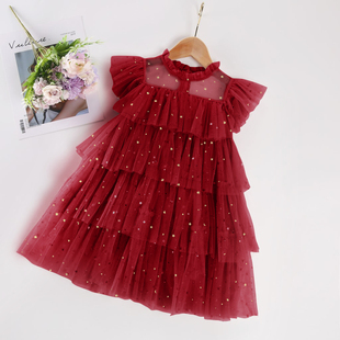 儿童裙子洋气小女孩网红公主裙 蛋糕裙新款 连衣裙2023夏季 女童夏装
