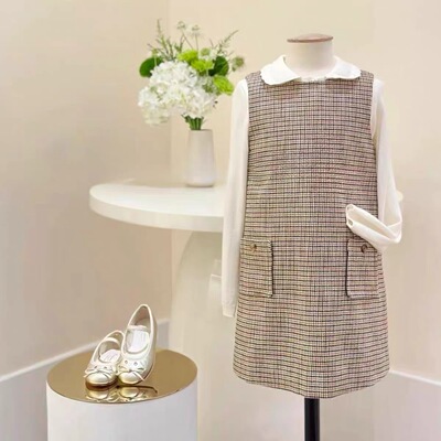 Choice.i Girl bp 女童法式千鸟格羊毛背心裙连衣裙