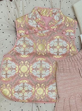 Choice.i Girl 女童小童新中式拜年服金鱼戏莲马甲国风粉色年服