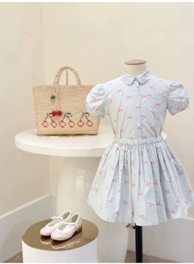 Choice.i Girl bp 女童法式清新樱桃印花短袖衬衫 樱桃半裙