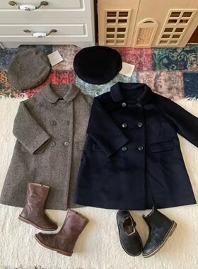 Choice.i Girl 女童双排扣羊毛大衣外套 格纹连衣裙 红格子背心裙