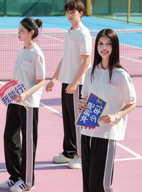 班服短袖t恤polo杉定制夏季套装初高中学生毕业运动会教师工作服