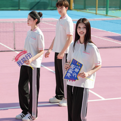 班服短袖t恤polo杉定制夏季套装初高中学生毕业运动会教师工作服