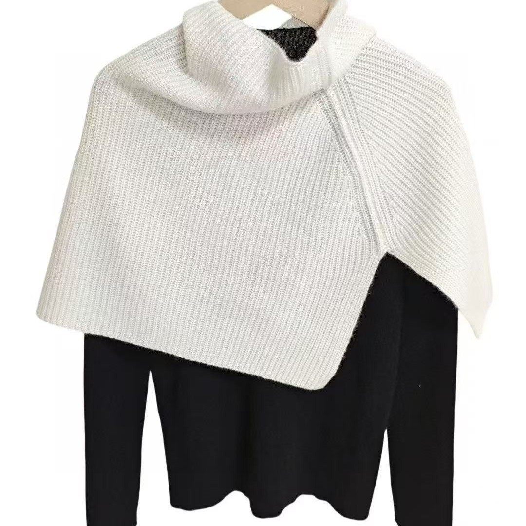 欧美秋冬保暖护颈山羊绒披肩套头纯色高领针织开叉赵丽颖羊绒围脖