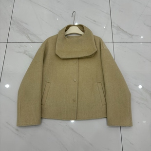 韩版双面羊绒大衣短款女25秋冬新款宽松显瘦小个子羊毛外套配包包