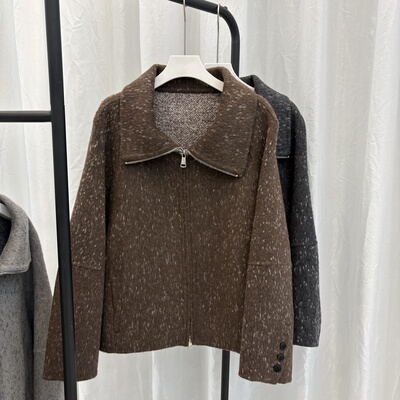 双面羊毛大衣短款2025秋冬新款娃娃领高级感宽松减龄羊毛外套女