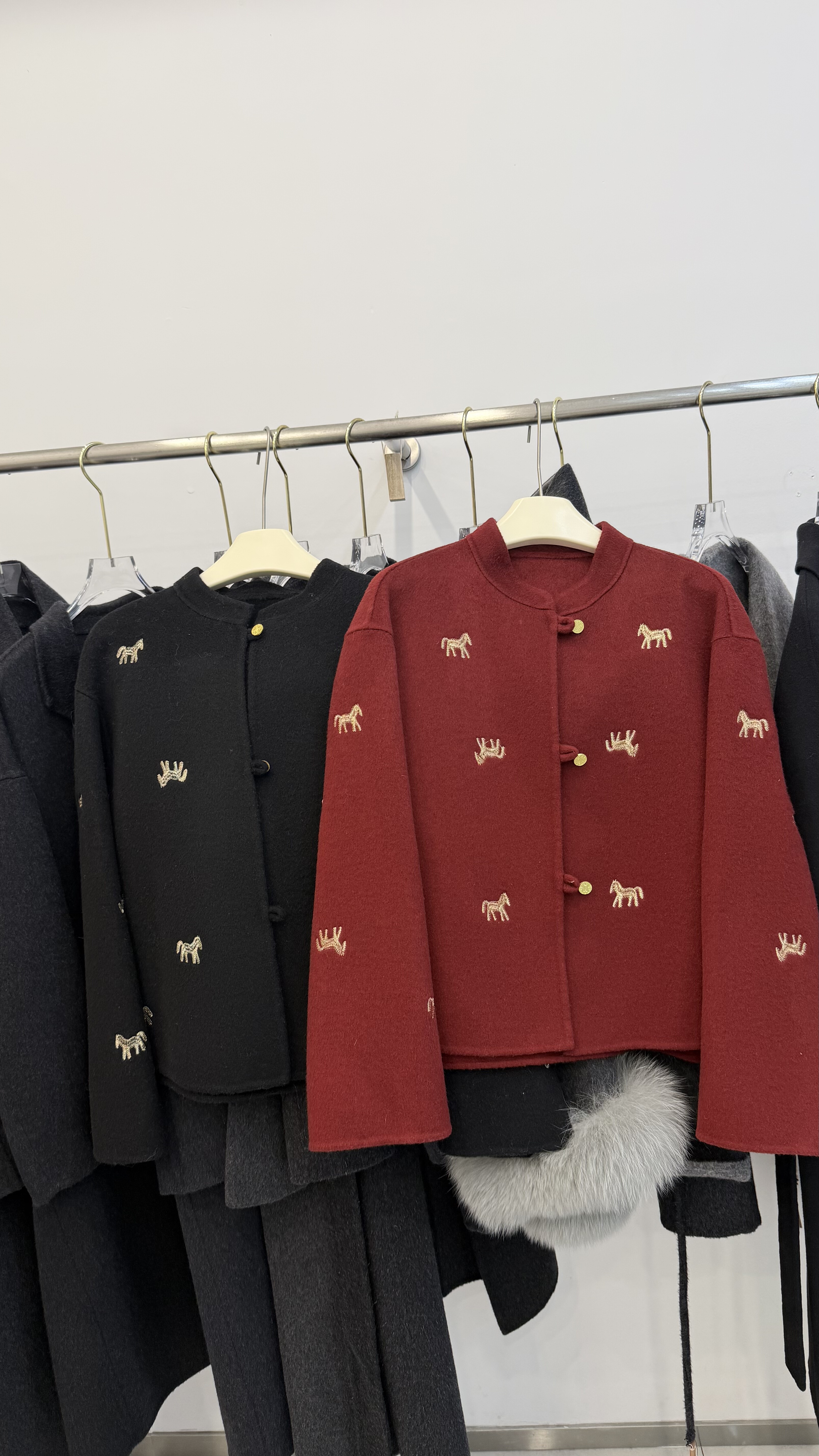 2026秋冬新款韩系刺绣马上有钱双面羊绒短款宽松显瘦羊毛外套女,女装/女士精品,毛呢外套,淘宝优惠券,粉丝福利购,淘宝优惠卷