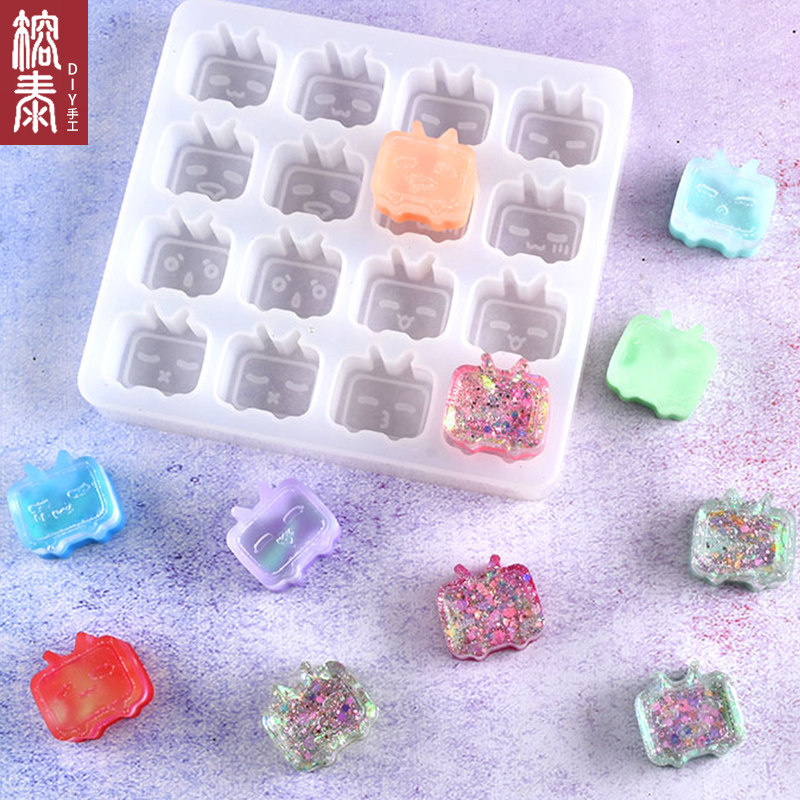 喜妹diy水晶滴胶 B站小电视机硅胶模具镜面磨砂卡通表情包模具