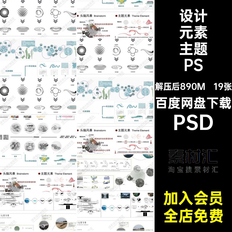 前期景观规划概念设计思路理念主题元素提取演变PS分析图PSD素材