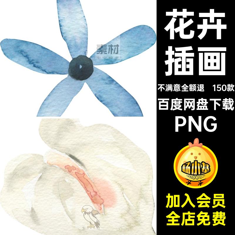 150款花卉插画抠鲜花图片PNG水彩免手绘植物宫廷绘画复古绘画宫廷