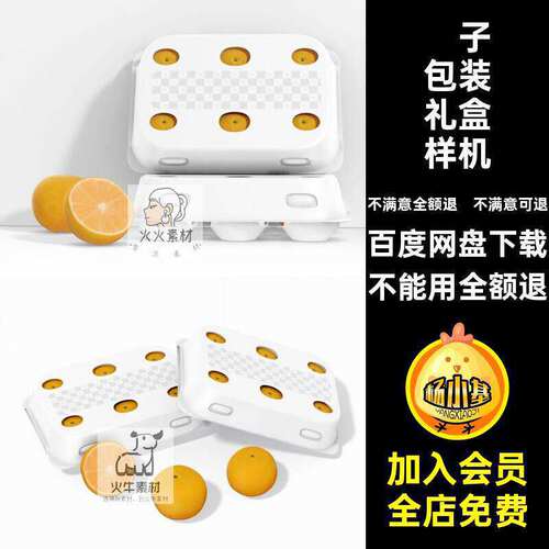 橙子样机贴图包装橘子3D效果图智能提案VIPSD礼盒VI智能
