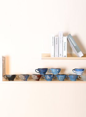 蓝色系【超美釉色~高脚杯】复古蓝水果燕麦杯早餐杯瑕疵陶瓷杯子