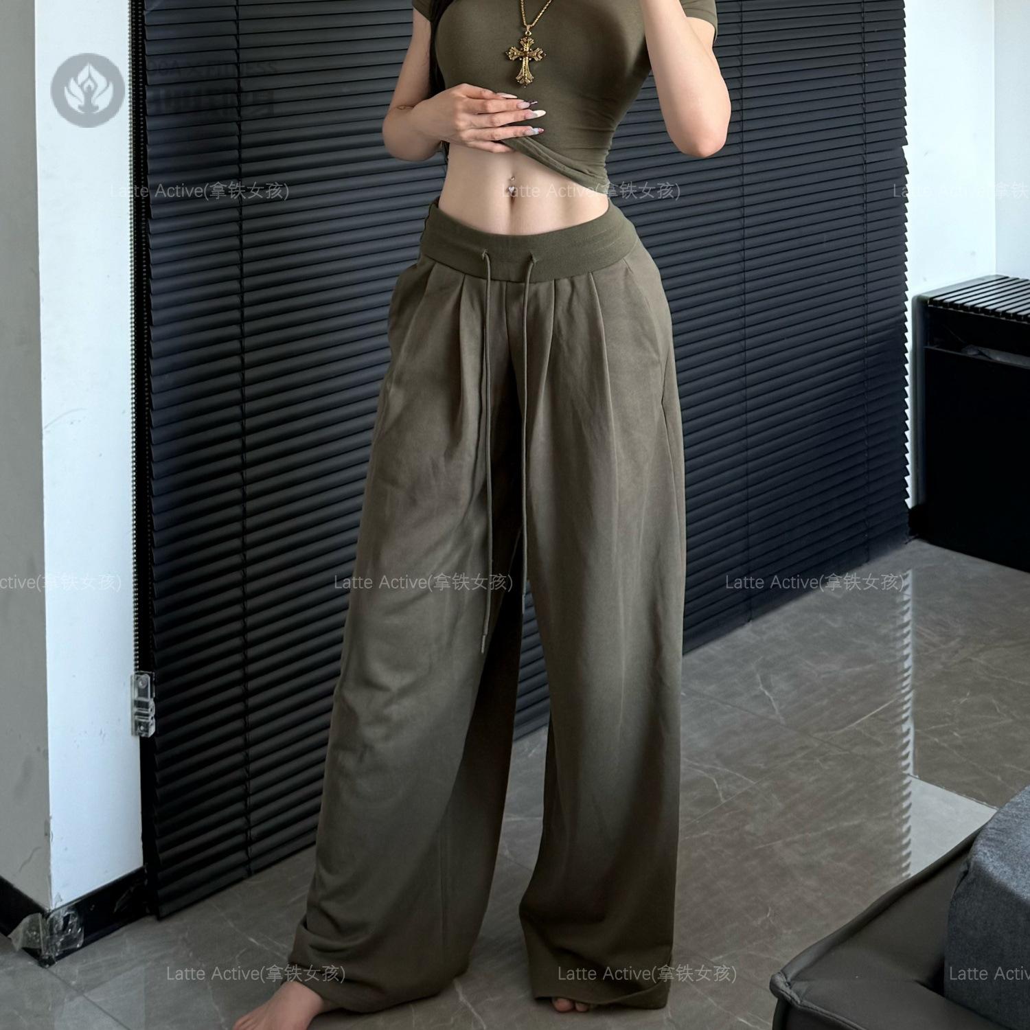 抽绳阔腿裤女宽松显瘦休闲运动