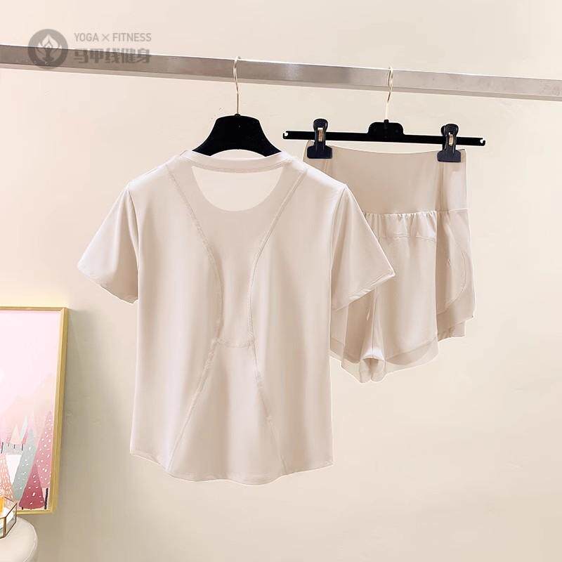 夏季跑步运动套装女宽松速干薄款瑜伽服套装显瘦透气健身高腰短裤