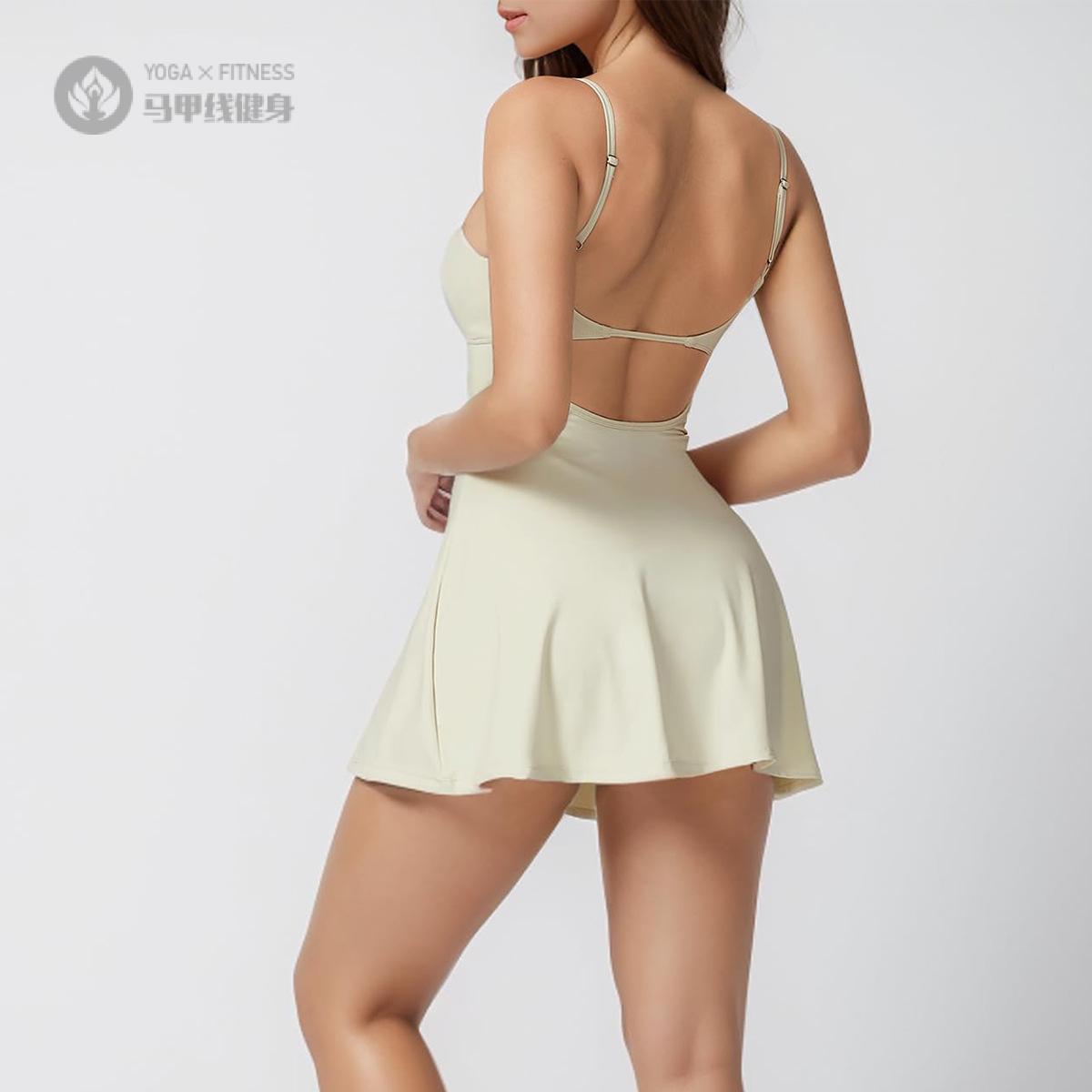 瑜伽健身连体网球裙带胸垫美背