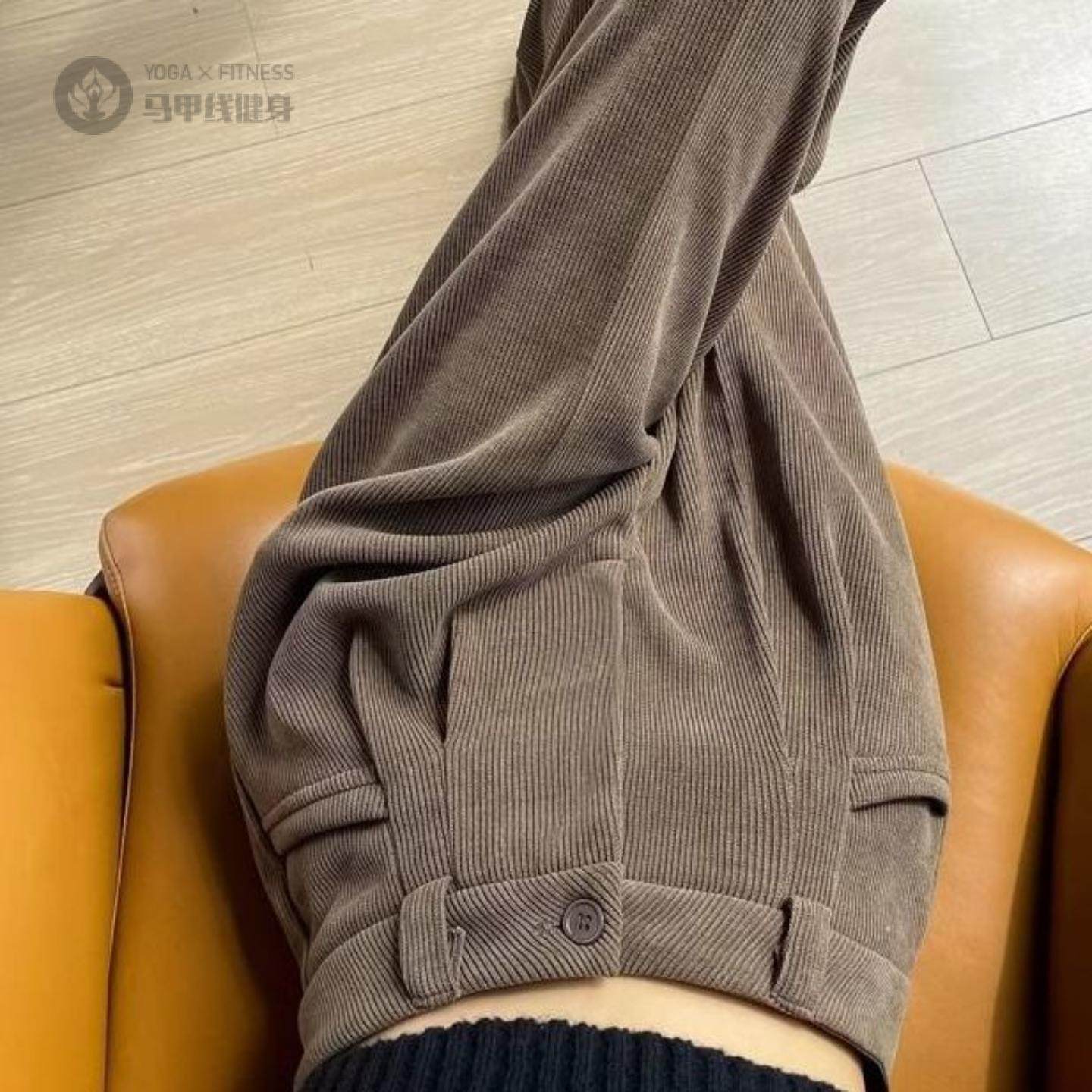 雪尼尔阔腿裤女春秋2024新款高腰垂感窄版直筒休闲灯芯绒西装裤子