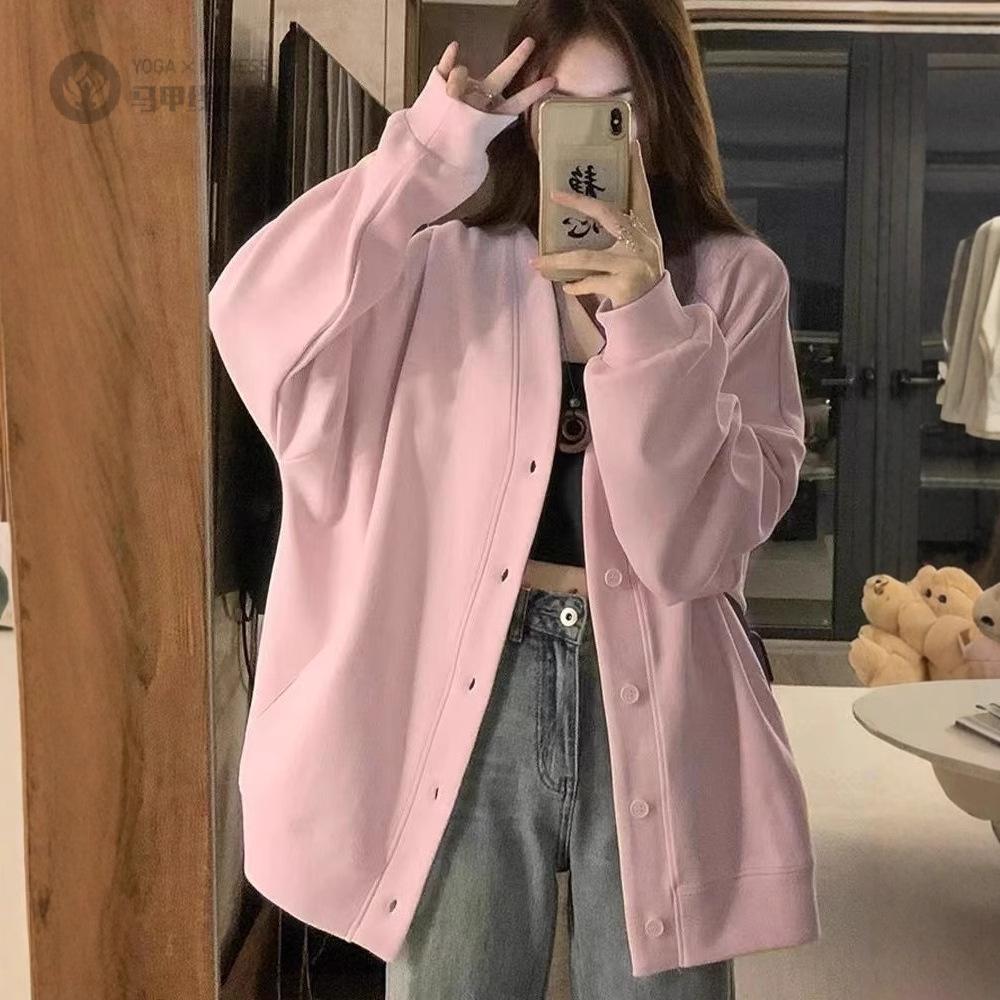 粉色棒球服女卫衣开衫早秋外套