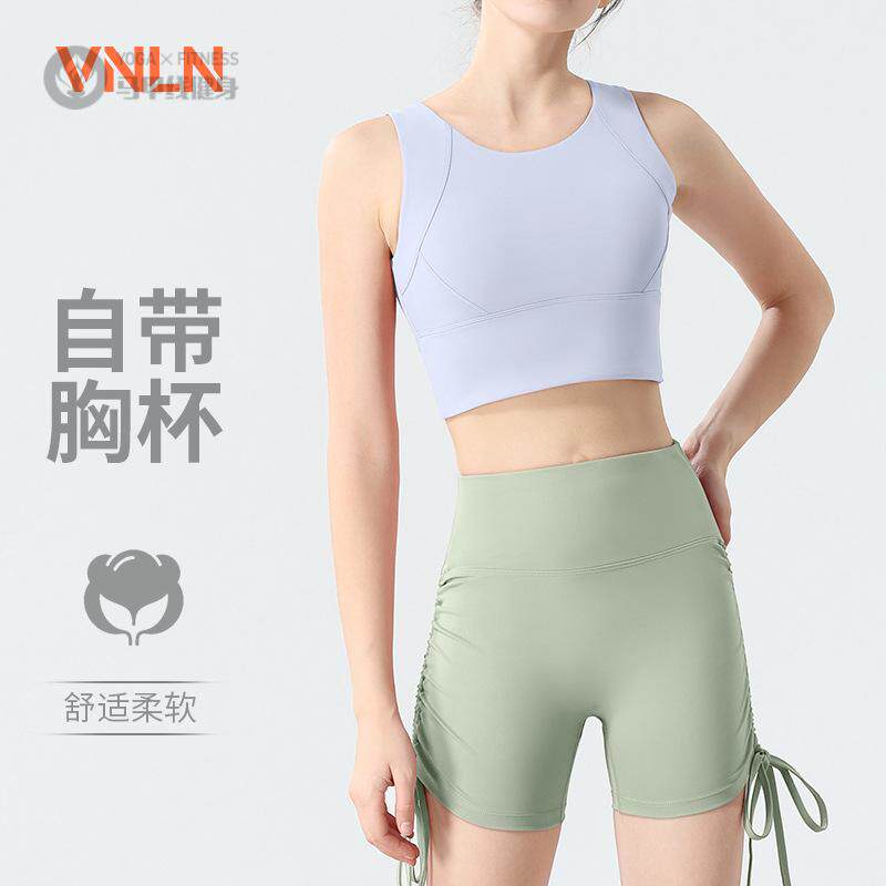 感绿色瑜伽背心短裤套装女夏款