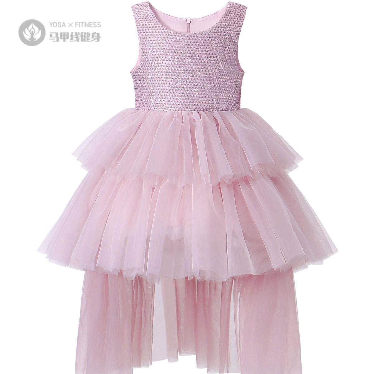 2025年秋季燕尾礼服裙前短后长网纱裙女童亮片网纱袖裙子连衣裙