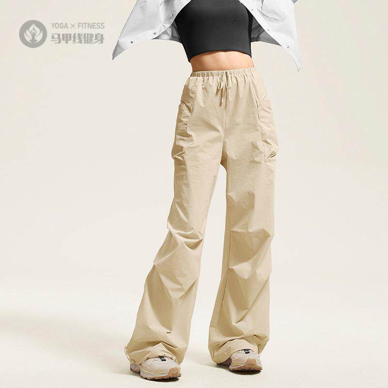 美式抽绳工装裤休闲运动长裤子女2024秋季新款宽松户外登山徒步裤