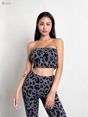 2022新豹纹喇叭裤女运动