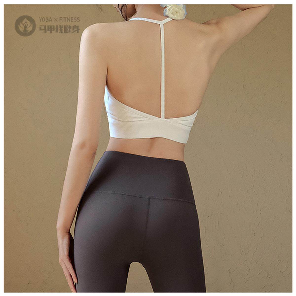 防震聚拢运动内衣夏季带胸垫性感健身瑜伽服挂脖吊带美背文胸