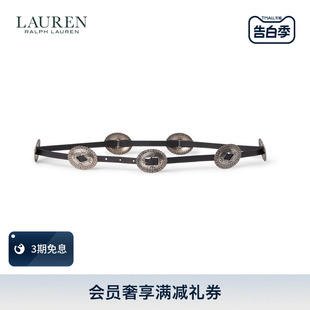 饰牛皮革细腰带RL70129 经典 金属装 款 Lauren 拉夫劳伦女配