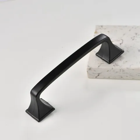 把手抽屉孔距96mm配件锌合金拉手衣柜精茂橱柜家具黑色美式黑色