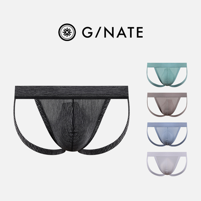 GNATE及图 男士三角内裤 性感双丁 单层立体囊袋舒适透气轻奢条纹