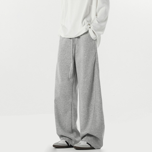 重磅垂感百搭直筒裤 美式 潮牌宽松运动卫裤 子男秋季 高街弯刀休闲裤