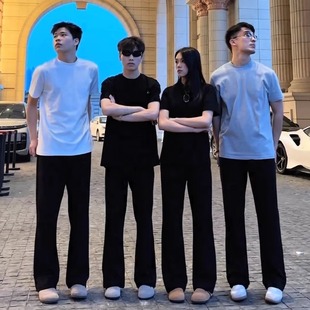 美式cleanfit柳叶弯刀冰丝西裤男款夏季裤子垂坠感加长直筒微喇裤