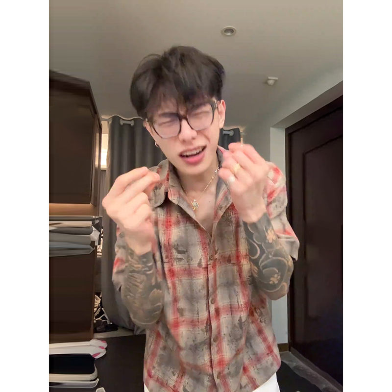 格子短袖衬衫男款夏季美式