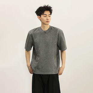 T恤正肩设计感男女上衣潮 型短袖 美式 复古cleanfit潮牌结构boxy版