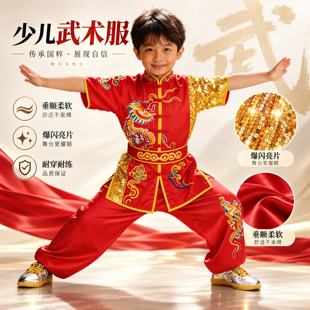 武术服儿童武术服男童竞赛表演武术服男太极服男款太极服女2026新