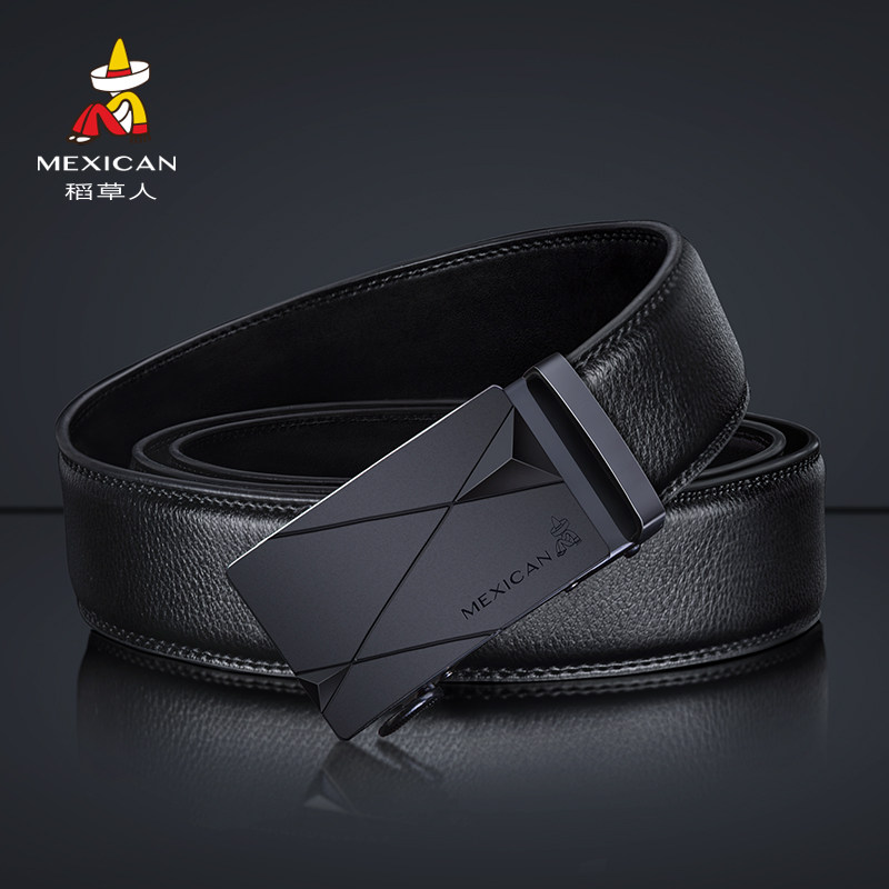 稻草人皮带男真皮自动扣牛皮休闲时尚青年韩版潮流男腰带商务