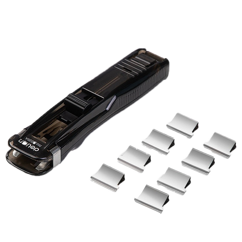 得力推夹器补充夹可爱夹纸金属试卷装订无尾纸张固定资料文件夹子推钉器票夹订书手推补充钉燕尾长尾xx