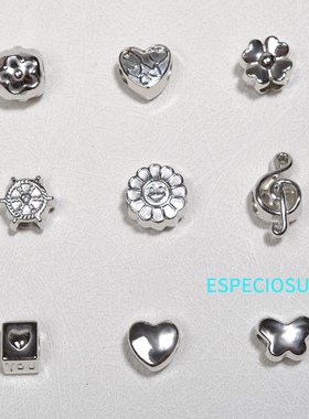 电镀白K色CCB爱心珠子DIY饰品配件大孔隔珠手链串珠鞋带装饰材料