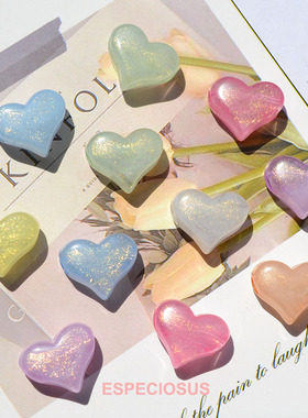 珠光彩色亚克力果冻珠心形大孔珠子diy饰品配件葱粉爱心隔珠手链