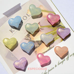 珠光彩色亚克力果冻珠心形大孔珠子diy饰品配件葱粉爱心隔珠手链