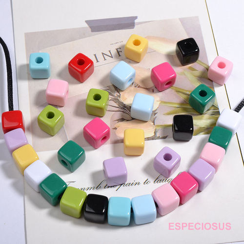 仿瓷彩色亚克力方形珠子方糖隔珠