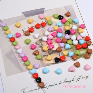 6MM多巴胺彩色亚克力心形小珠子diy饰品配件爱心隔珠手链串珠材料
