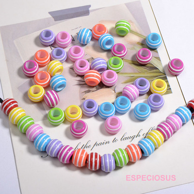 10MM亚克力大孔条纹珠鞋带装饰珠