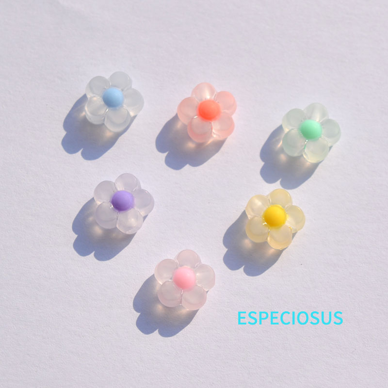 DIY饰品配件透明磨砂亚克力梅花珠子彩色珠中珠花朵手工耳环串珠