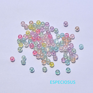 6MM透明彩色亚克力圆形散珠子DIY饰品配件幻彩电镀小隔珠手链材料