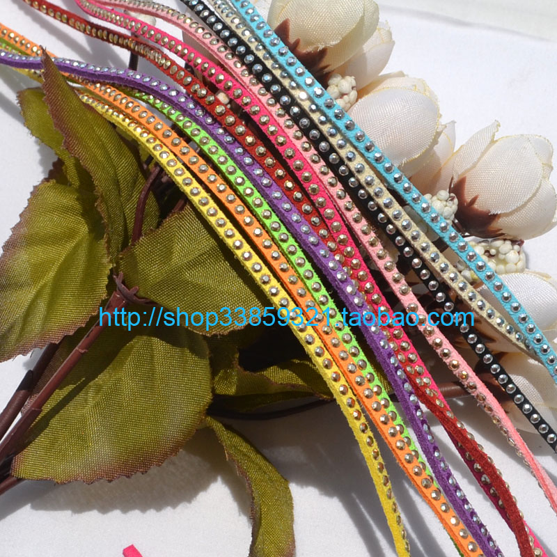 手工编织带钻韩国绒皮绳饰品配件