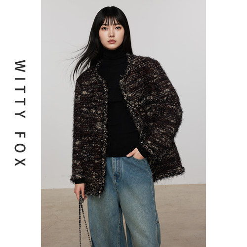 WITTYFOX初雪小香风毛呢外套