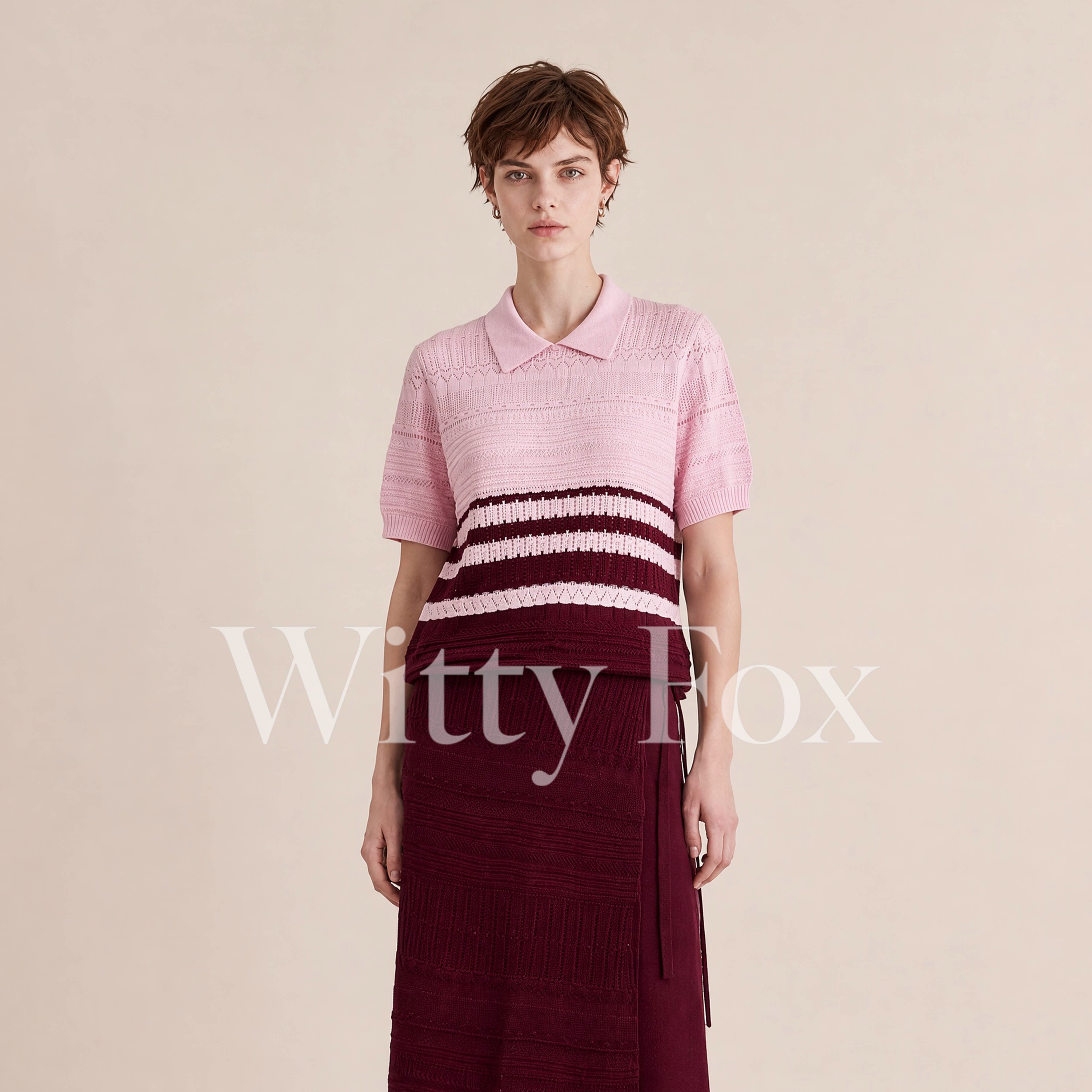 WITTYFOX羊毛撞色条纹Polo衫