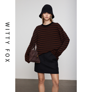 开衫 WITTYFOX高阶时髦德国扬子羊毛M1u风复古条纹长袖 针织打底衫