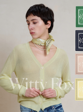 WITTYFOX轻奢风桑蚕丝女春季甜美淑女风针织小方巾