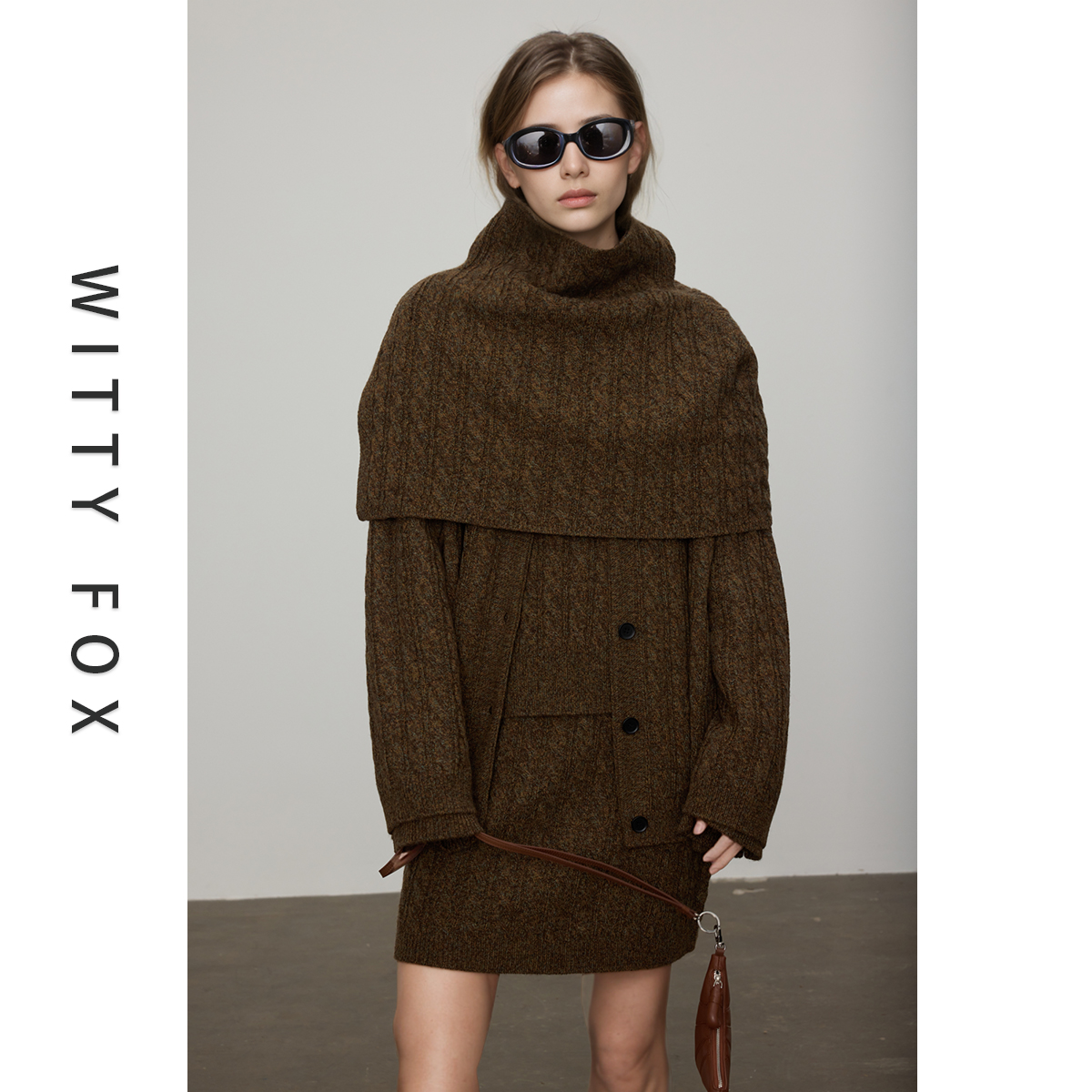 WITTYFOX牦牛绒羊毛绞花针织衫